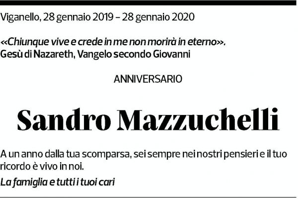 Annuncio funebre Sandro Mazzuchelli