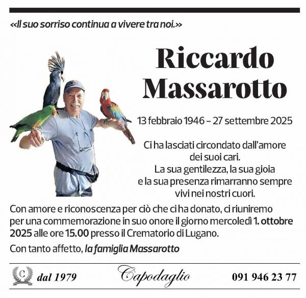 Annuncio funebre Riccardo Massarotto