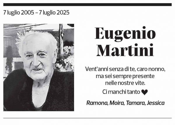 Annuncio funebre Eugenio Martini