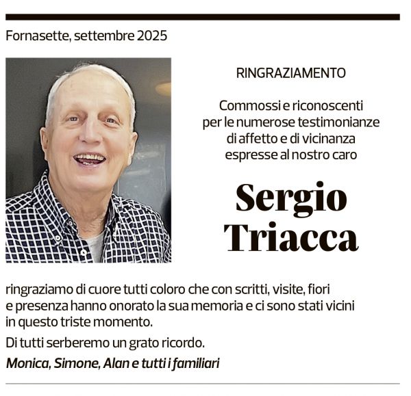 Annuncio funebre Sergio Triacca
