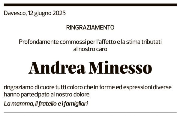 Annuncio funebre Andrea Minesso