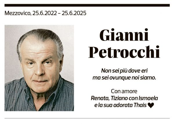 Annuncio funebre Gianni Petrocchi