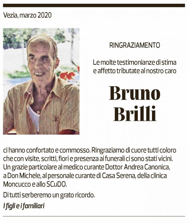 Annuncio funebre Bruno Brilli