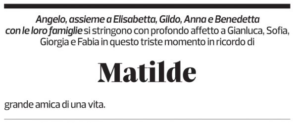 Annuncio funebre Matilde Bonetti Soldati