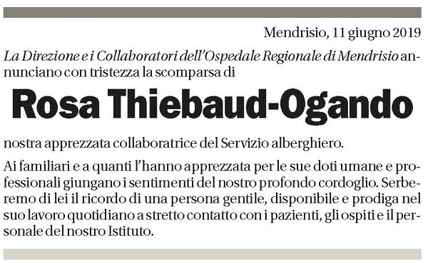 Annuncio funebre Rosa Thiebaud-ogando