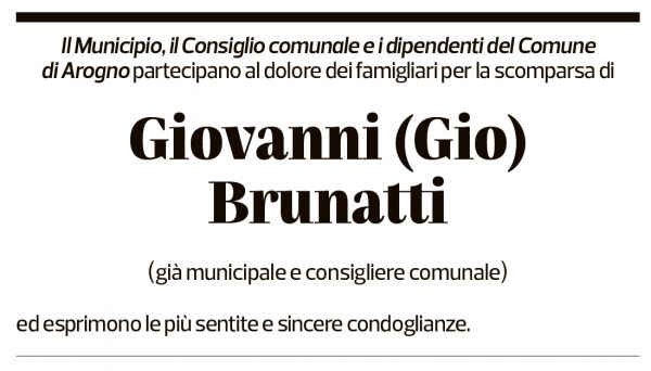 Annuncio funebre Giovanni Brunatti