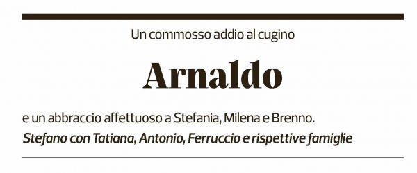 Annuncio funebre Arnaldo Bolla