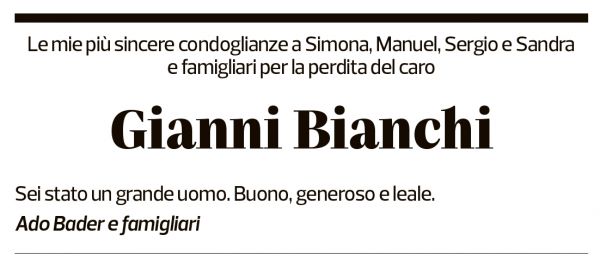 Annuncio funebre Gianni Bianchi