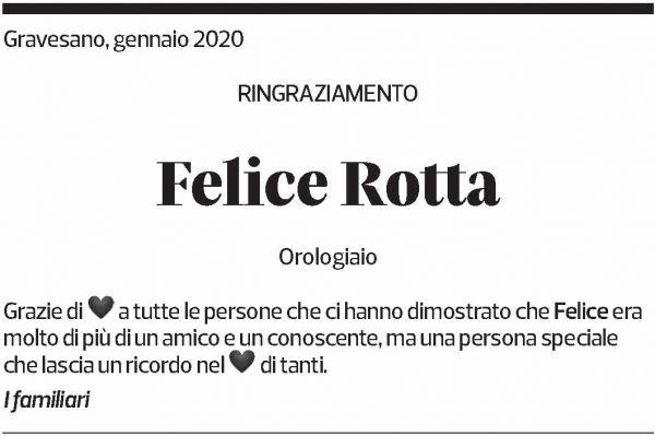 Annuncio funebre Felice Rotta