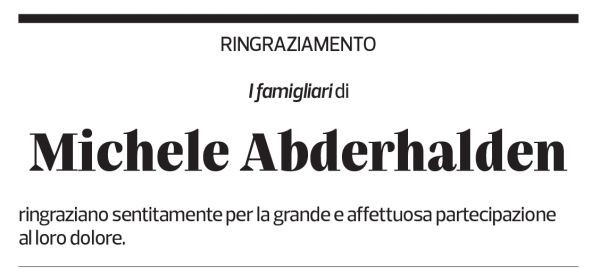 Annuncio funebre Michele Abderhalden