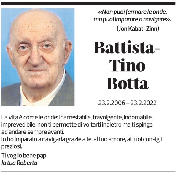 Annuncio funebre Battista-tino Botta