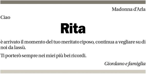 Annuncio funebre Rita Giambonini