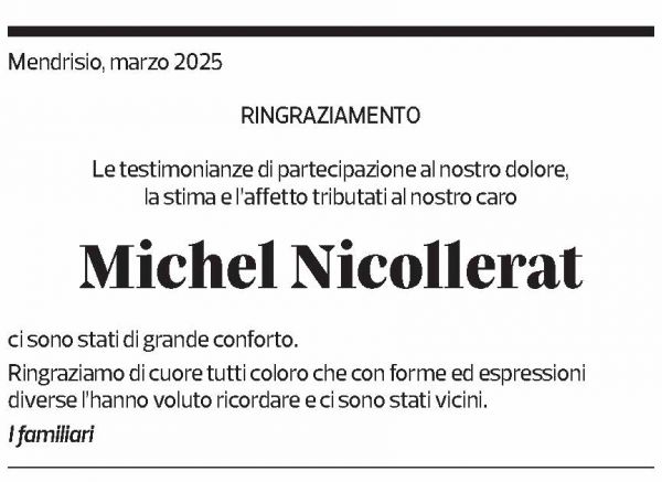 Annuncio funebre Michel Nicollerat