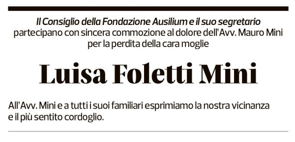Annuncio funebre Luisa Foletti Mini