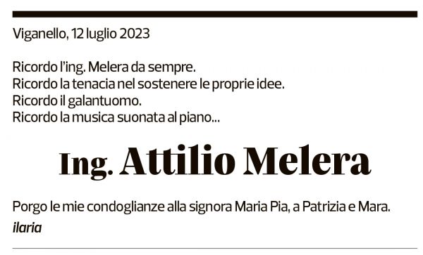 Annuncio funebre Attilio Melera