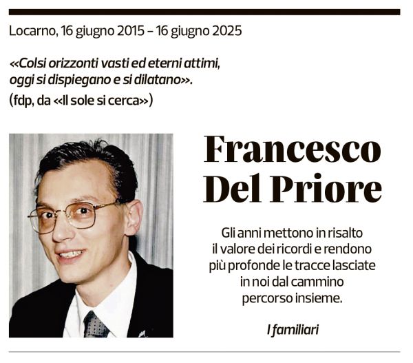 Annuncio funebre Francesco Del Priore