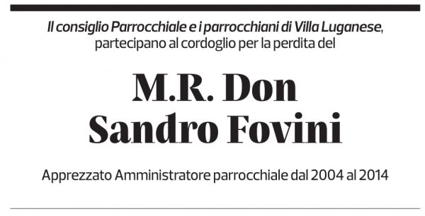 Annuncio funebre Sandro Fovini