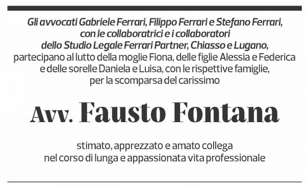 Annuncio funebre Fausto Fontana