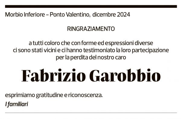 Annuncio funebre Fabrizio Garobbio