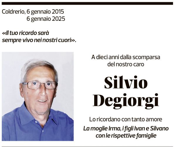 Annuncio funebre Silvio Degiorgi