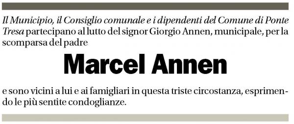 Annuncio funebre Marcel Annen