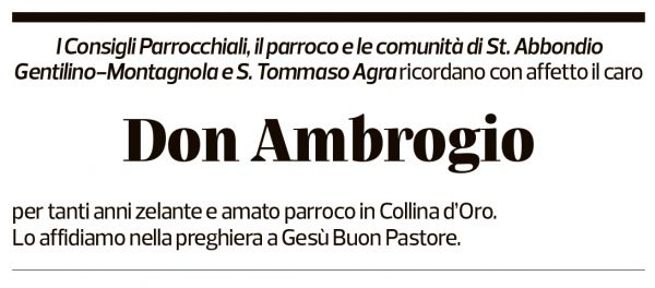 Annuncio funebre Ambrogio Bosisio