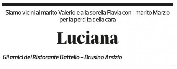 Annuncio funebre Luciana Bizioli