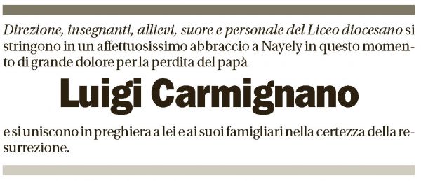 Annuncio funebre Luigi Carmignano