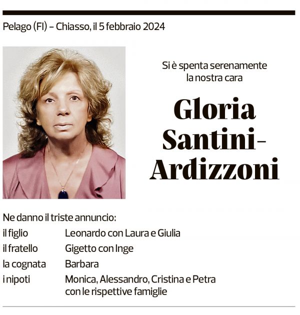 Annuncio funebre Gloria Santini-ardizzoni