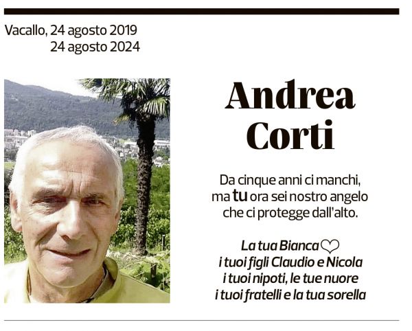 Annuncio funebre Andrea Corti