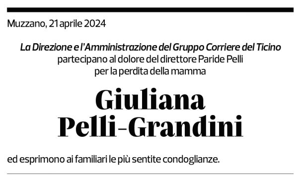 Annuncio funebre Giuliana Pelli-grandini