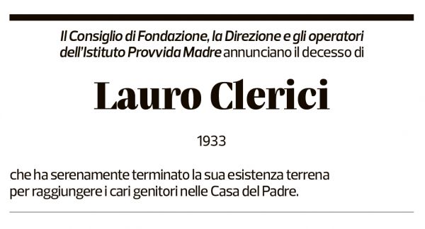 Annuncio funebre Lauro Clerici