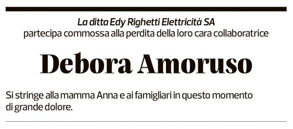 Annuncio funebre Debora Amoruso