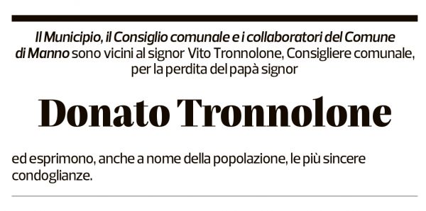 Annuncio funebre Donato Tronnolone