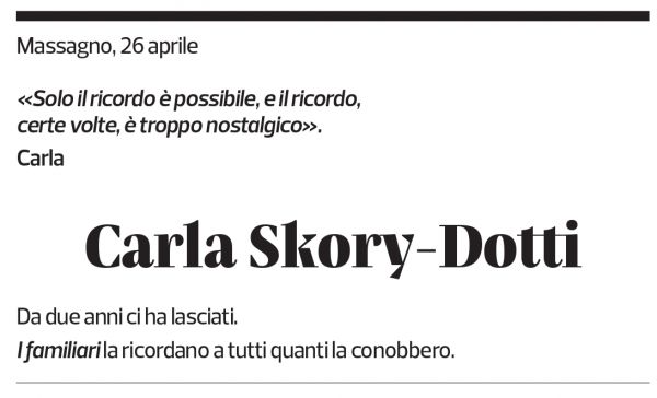 Annuncio funebre Carla Skory-dotti