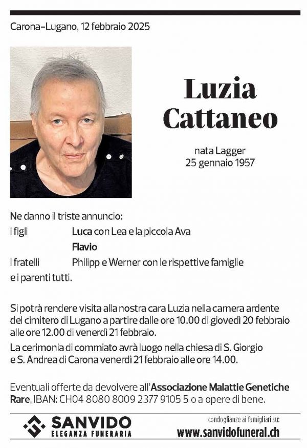 Annuncio funebre Luzia Cattaneo