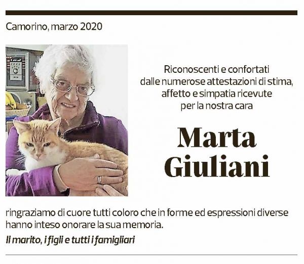 Annuncio funebre Marta Giuliani