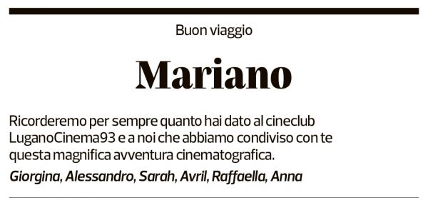 Annuncio funebre Mariano Morace