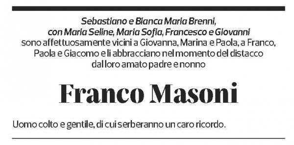 Annuncio funebre Franco Masoni