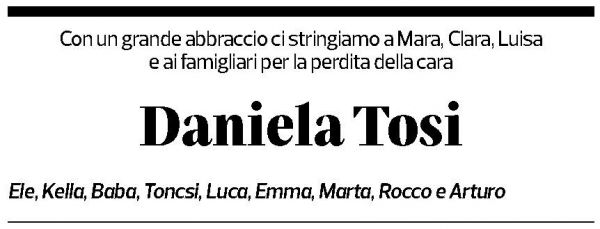 Annuncio funebre Daniela Tosi-imperatori