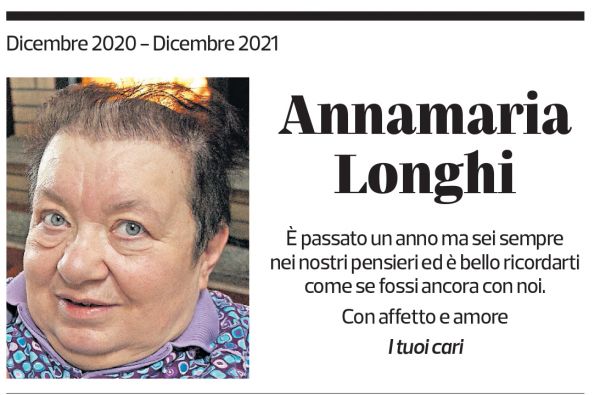 Annuncio funebre Annamaria Longhi