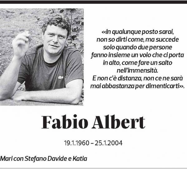 Annuncio funebre Fabio Albert