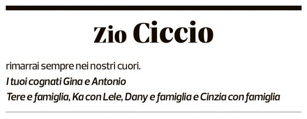 Annuncio funebre Francesco Gatto