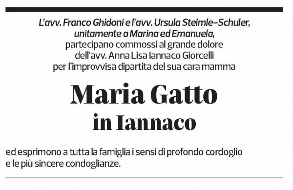Annuncio funebre Maria Gatto