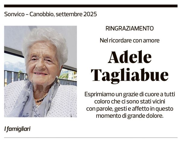 Annuncio funebre Adele Tagliabue