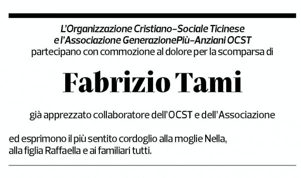 Annuncio funebre Fabrizio Tami
