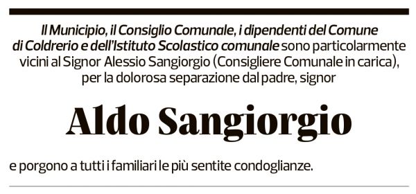 Annuncio funebre Aldo Sangiorgio