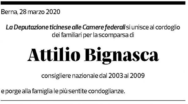 Annuncio funebre Attilio Bignasca