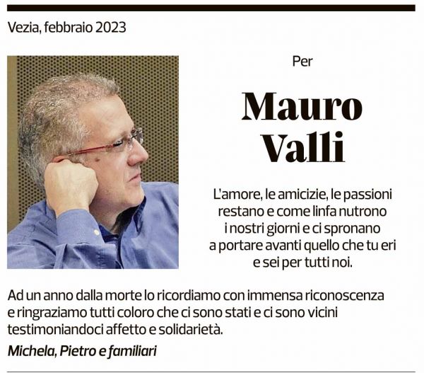 Annuncio funebre Mauro Valli