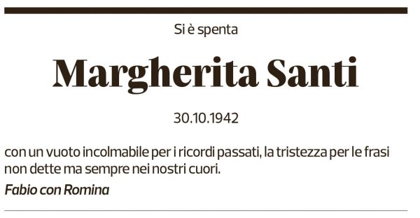 Annuncio funebre Margherita Santi